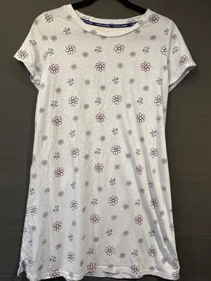 Women M Life Is Good Sleep Floral Nightshirt Sleepshirt Lounge T Shirt Dress thumbnail 1