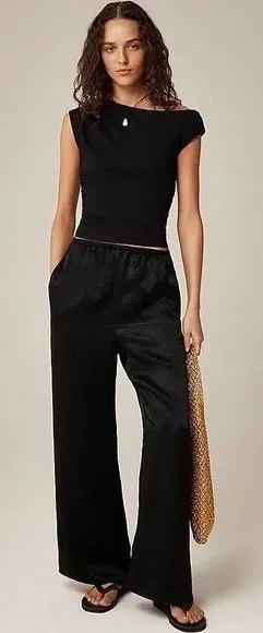 NWT!! J. CREW Stretch Cotton Blend Off the Shoulder Top Solid Black XXS XX-Small thumbnail 1