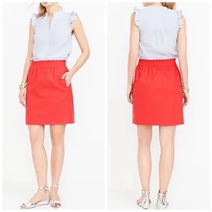 J. Crew Red Cotton Linen Blend Sidewalk Mini Skirt Sz 2 thumbnail 2