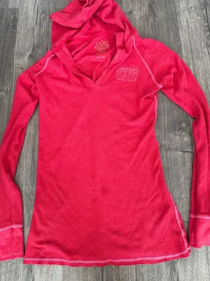 Vintage y2k‎ Victorias Secret PINK Waffle Thermal Hoodie Pink Large LOVE PINK thumbnail 1