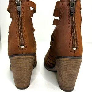 Free People Hybrid Strappy Stacked Heel Leather Ankle Boots Brown 41, 10 thumbnail 4