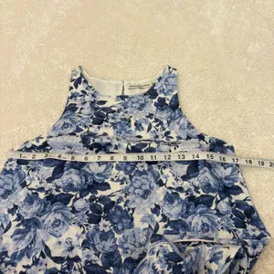 Abercrombie & Fitch Women Blue Floral Linen Sleeveless Mini Dress Boho Resort XS thumbnail 4