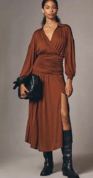 NWT $170 Anthropologie Rich Brown Long Sleeve Dress thumbnail 1