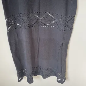 J. Valdi Vintage Boho Crochet Knit Maxi Dress Black Made in USA Size Large thumbnail 7