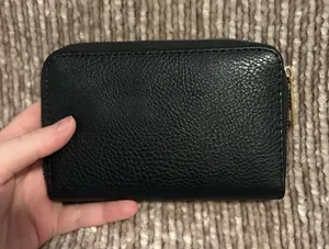 Black Pebbled Leather Zip Wallet thumbnail 1