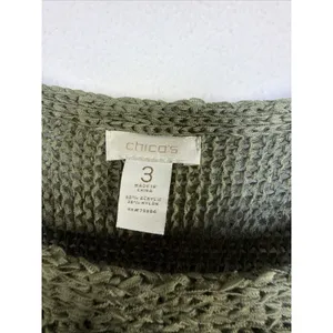 Chico's 3 Sweater xl Olive Green quiet luxury bohemian western designer cottage thumbnail 6
