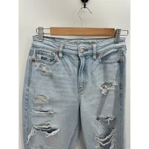 American Eagle AEO Jeans Women 0 Blue Light Wash Denim‎ Distressed Mom thumbnail 4