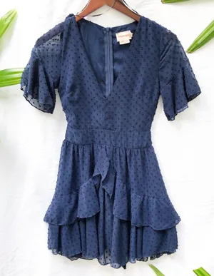 Showpo | NAVY KNOW WHAT YOU WANT DRESS SWISS DOTS RUFFLE SKIRT MINI SIZE 0 thumbnail 5