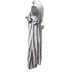 Roxy Sweetest Step Dress Womens M Blue White Striped Tie Front Midi thumbnail 5
