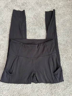 Black Lululemon leggings with an adjustable waistband thumbnail 1