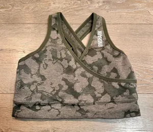 Gymshark Camo Sports Bra XS XSmall Crisscross Back‎ Athletic Workout Top Women thumbnail 1