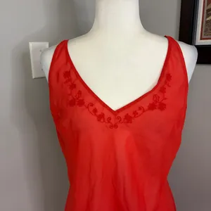 Victoria's Secret Red Sheer Embroidered Babydoll Chemise Nightgown Large thumbnail 2