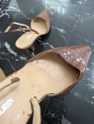 Vintage Ralph Lauren Brown Crocodile Leather Slingback Heels Size 8 thumbnail 7