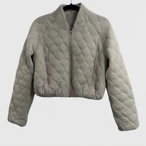 Lululemon Quilted Bomber Jacket Women’s 2 Riverstone Sage Green Cropped LW3HFMS thumbnail 1