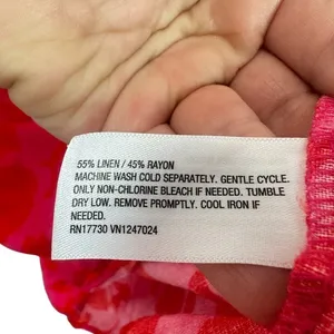 Kate Spade‎ x Target Vibrant Bright Red Pink Linen Blend Long Sleeve Midi Dress thumbnail 5