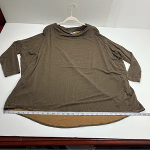 Bryn Walker Top Large Brown Houndstooth Jersey Knit Boat Neck Oversized‎ Tunic thumbnail 7