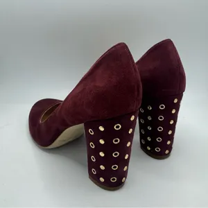 Kate Spade Burgundy Suede Grommet Heel Pump Size 7 block heels thumbnail 7