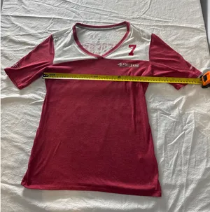San Francisco 49ers Colin Kaepernick #7 Women’s V-Neck Graphic Tee Red NFL thumbnail 1