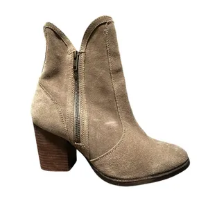 Seychelles Lori Penny Double Zip Heeled Bootie Women's 10 Taupe Leather thumbnail 1