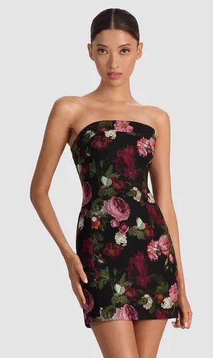 Alice + Olivia Kelly Mini Dress in Be Still Floral 4 thumbnail 1