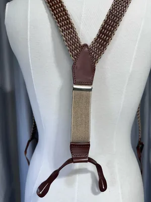 Banana Republic Suspenders Leather/Twine Brown Classic Woven Braided Braces thumbnail 5