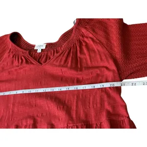 Umgee Rust Red Tiered‎ Babydoll Dress Waffle Knit Long Sleeve M5176 Mens M thumbnail 9