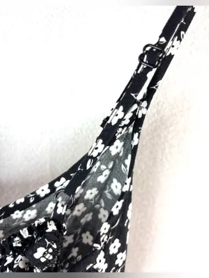 Vine and Valley M Ditsy Ruffle Trim Black Floral Maxi Sun Dress w Smocked Empire thumbnail 6