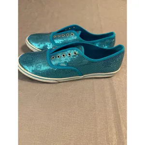 Vans Authentic Lo Pro Turquoise Blue Sequin Sneakers Womens 9.5 Mens‎ 8 Low Top thumbnail 4