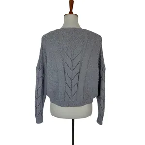 Altar'd State Sweater XS Gray Cropped Knit Pullover‎ Boho Cozy Trendy thumbnail 4