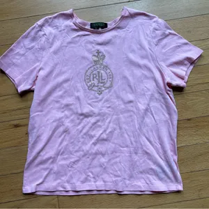 Polo Ralph Lauren Pink Rhinestone Graphic Logo T-shirt thumbnail 4