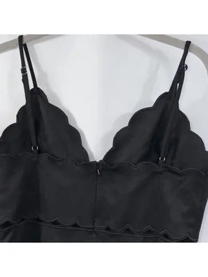 Sky to Moon Black Scallop Bow Mini Dress M thumbnail 9