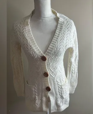 Vintage Gap wool blend open cable knit v neck cardigan medium thumbnail 3