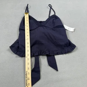 Your Favorite PacSun Cami Tank Top Womens XS Navy Blue Lace Trim Tie Back Straps thumbnail 5