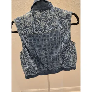 Carole Little Vintage Sport Denim Vest Size M Blue Patterned Button Up Womens thumbnail 4