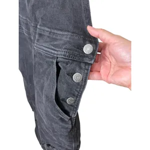 Old Navy Distressed Black Denim Overalls Ripped Knee Pockets Casual‎ Women's 8 thumbnail 4