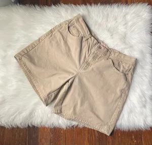 90s Vintage High Waisted Jean Shorts tan brown thumbnail 1
