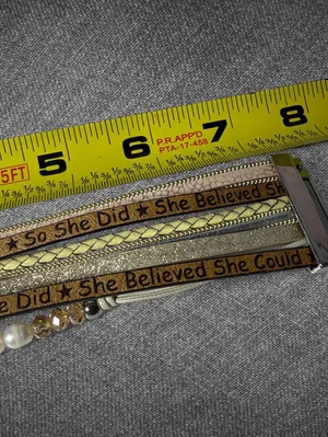 Multi Strand Tan Gold Pearl Statement Wrap Bracelet Brown thumbnail 4