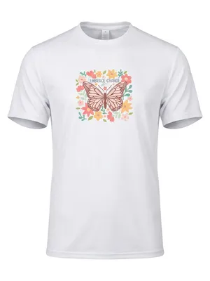 Women’s Premium Quality Short Sleeve White “Embrace Change” T Shirt Size XL thumbnail 1