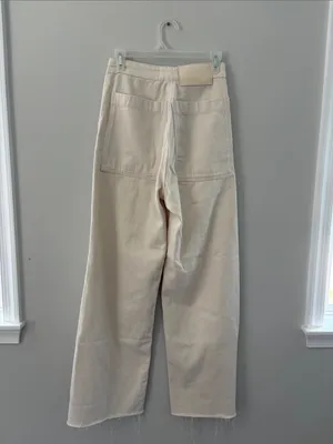 Zara Women’s Cream soft Wide-Leg jeans size 2 thumbnail 3