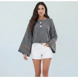 Free People Stars Align Sage Green Bell Sleeves Crop Blouse M Boho Festival Sz M thumbnail 3