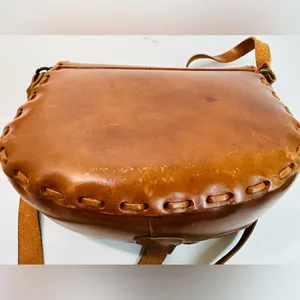 Mid Century 1960’s Brown Leather Hand Woven Saddle Bag EL CALIFORNIANS thumbnail 10