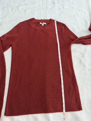 Madewell Double Layered Merino Silk Crewneck Sweater Deep Rust M NWT thumbnail 8