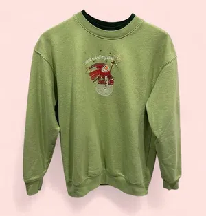 Cute vintage 80’s-90’s lima bean green catch a falling star snowman sweatshirt thumbnail 2
