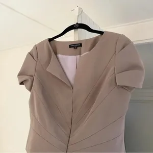 Mario Serrani Italy Hook & Eye Paneled Blazer Jacket Beige Size 8 thumbnail 7