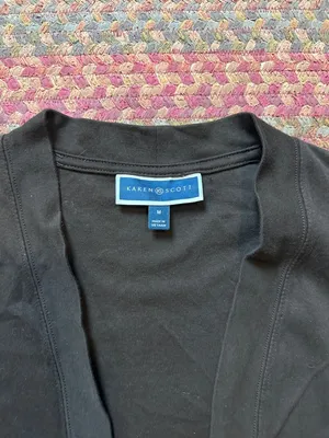 KAREN SCOTT DARK BROWN OPEN FRONT CARDIGAN SWEATER thumbnail 2
