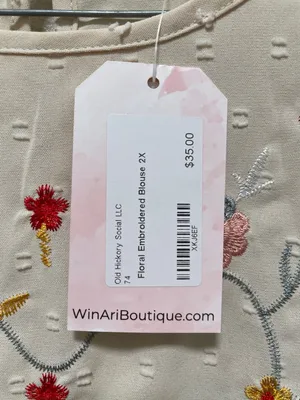 Floral Embroidered Ruffle Sleeve Peplum Top - Cream thumbnail 3