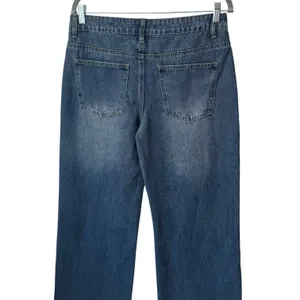 NEW Edikted Mid Rise Wide Leg Distressed Jeans‎ Color Indigo Blue Raw Washed M thumbnail 6