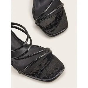 Croc Embossed Faux Leather Strappy Mules Size 37 thumbnail 12
