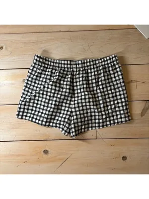 Auden NWT Women's Flannel Black White Checkered Top Shorts Pajama Set Size L thumbnail 16