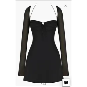 House Of CB Babydoll Georgette Halter Minidress Black Corset Size Large A/C New thumbnail 3